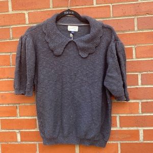 Universal Thread Short-sleeve Sweater with Collar and Puffy Sleeves, Size XL NWT